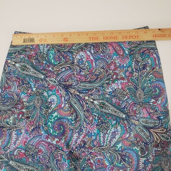 Talbots Petite 14 Floral Straight Skirt Cotton Stretch Blue Multicolor Womens - Picture 8 of 10